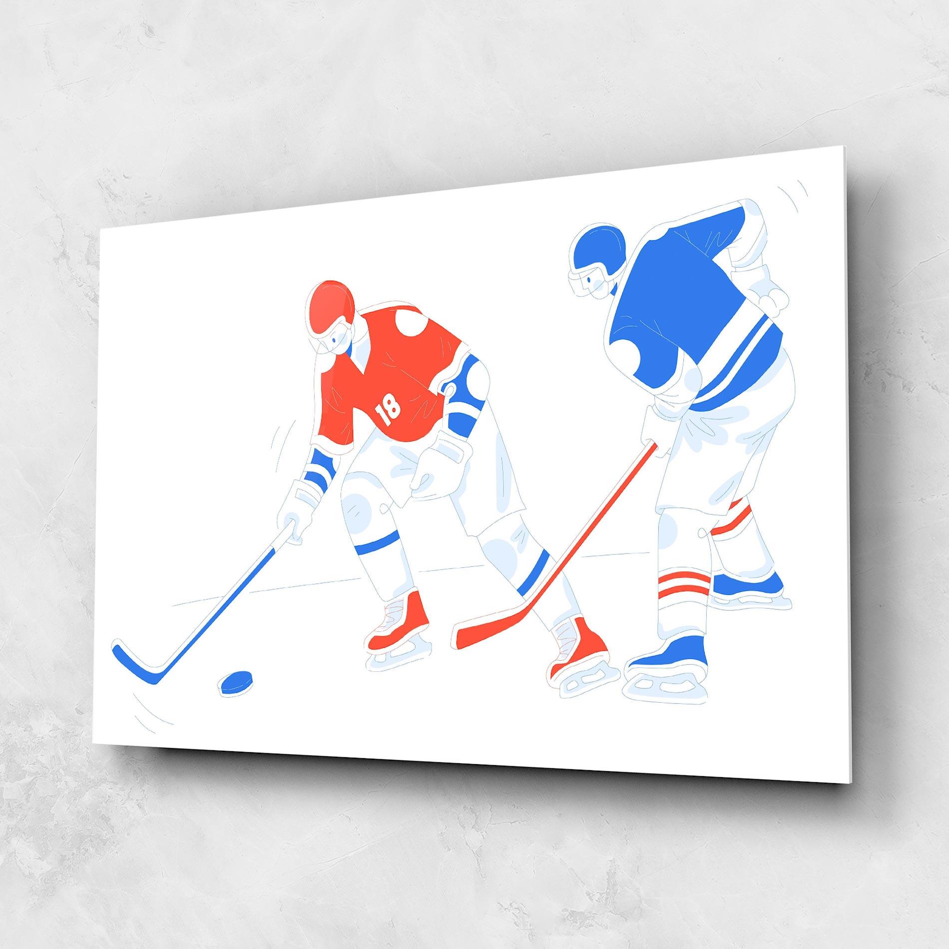 Üvegkép Orange Blue Hockey mockup 1
