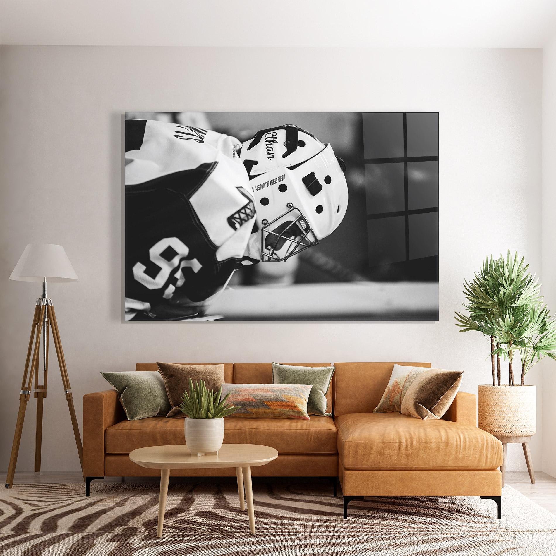 Üvegkép Black White Hockey mockup 7