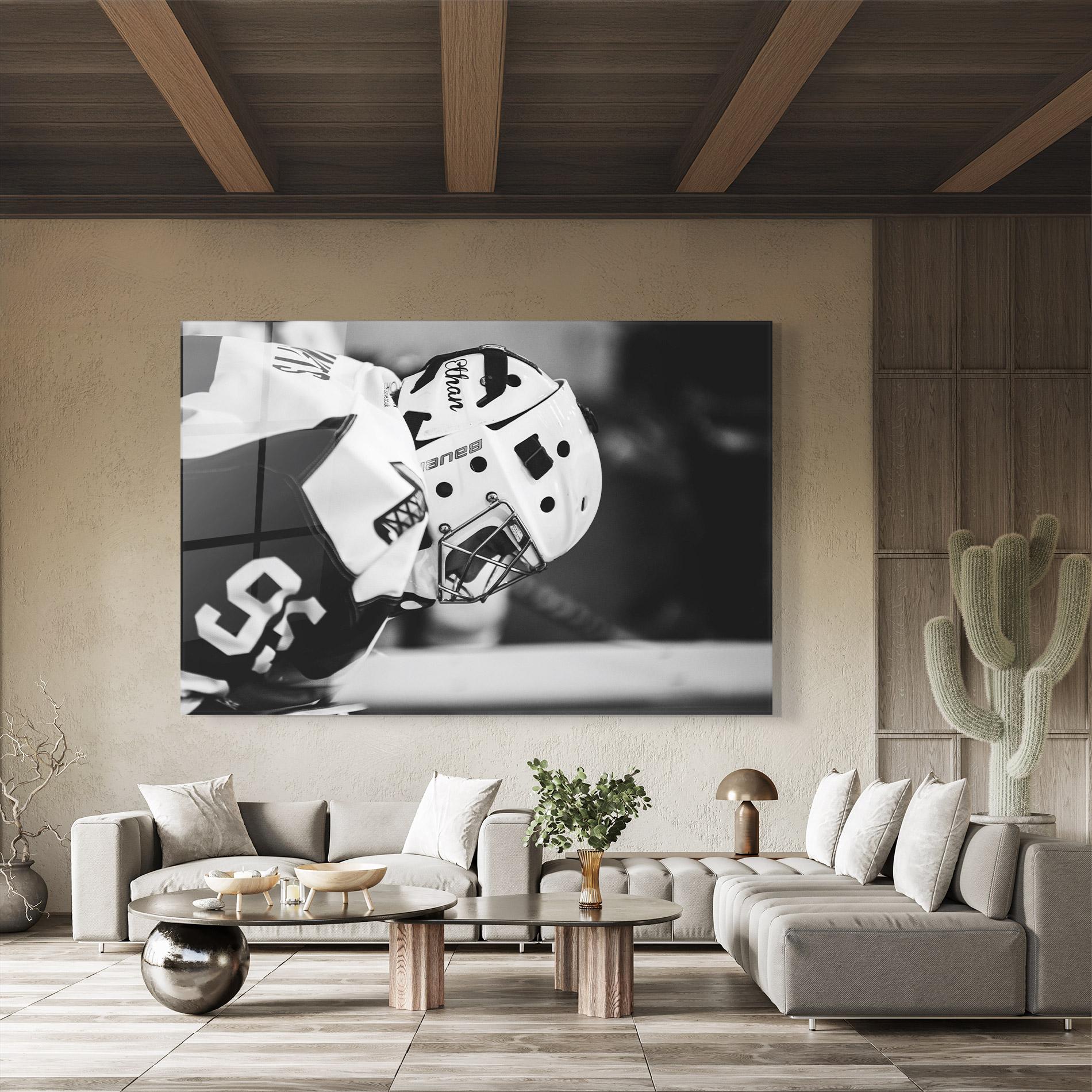 Üvegkép Black White Hockey mockup 8