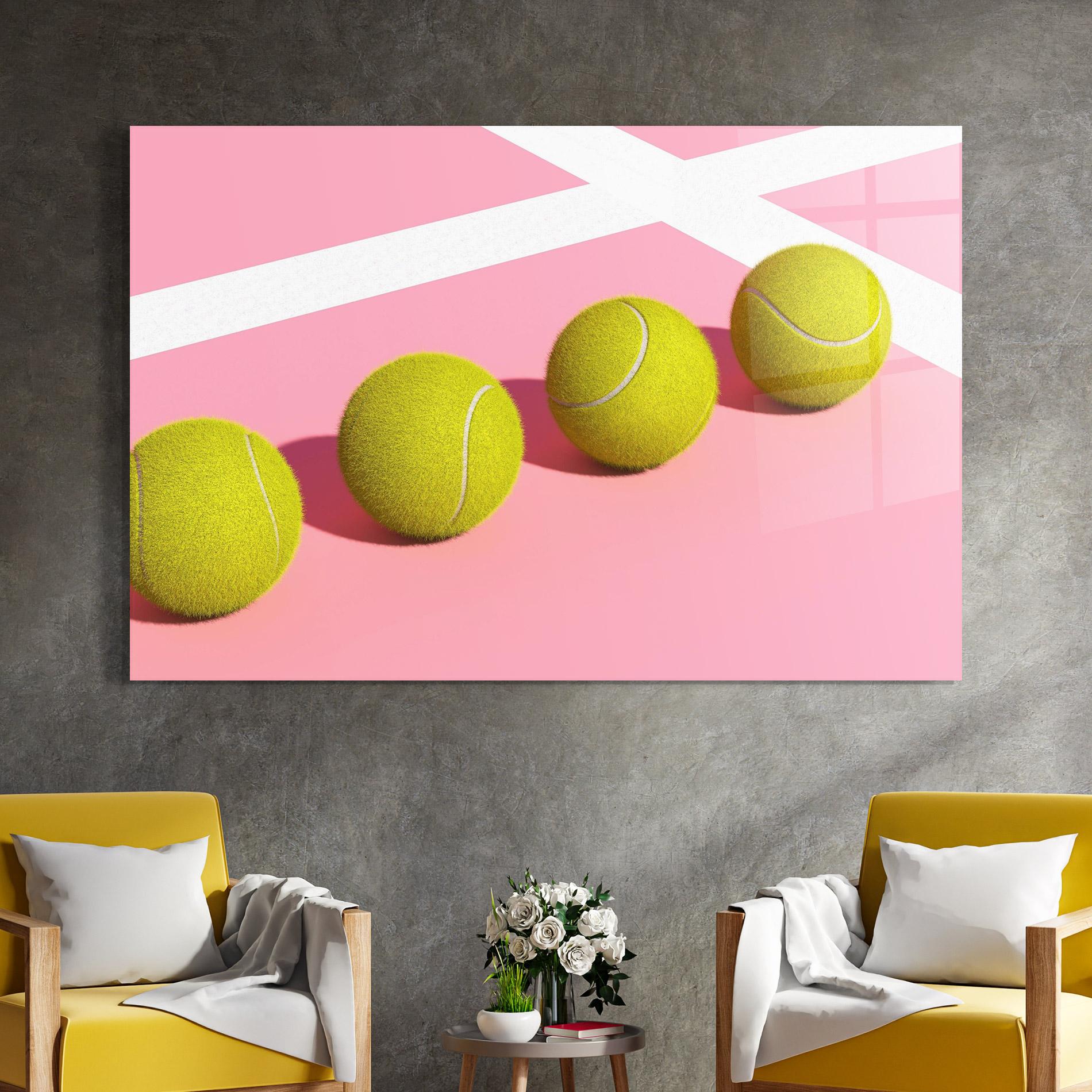 Üvegkép Tennis Balls On Pink mockup 4