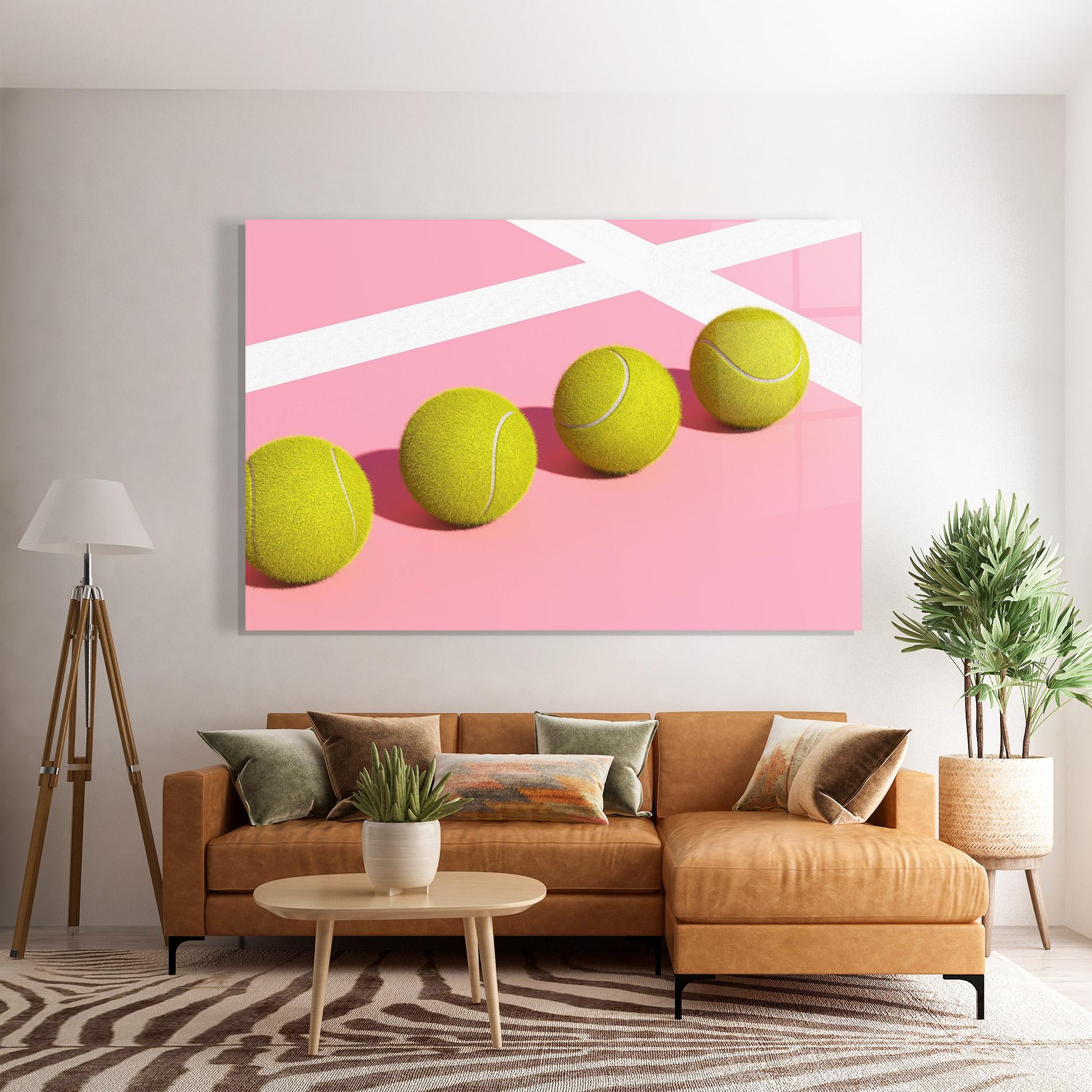 Üvegkép Tennis Balls On Pink mockup 7