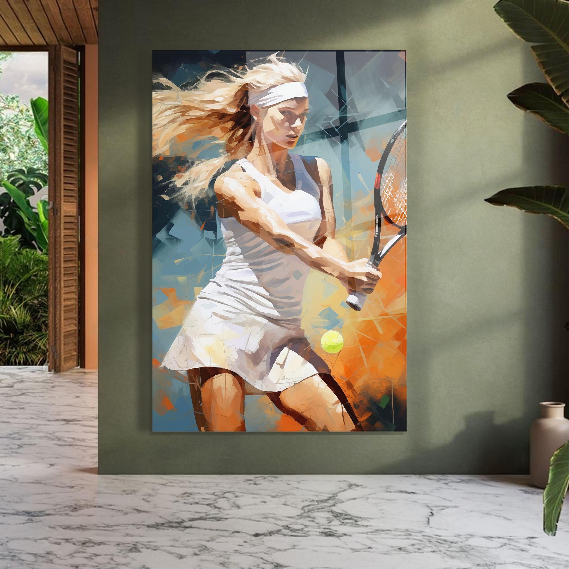 Üvegkép Blonde Tennis Girl mockup 7