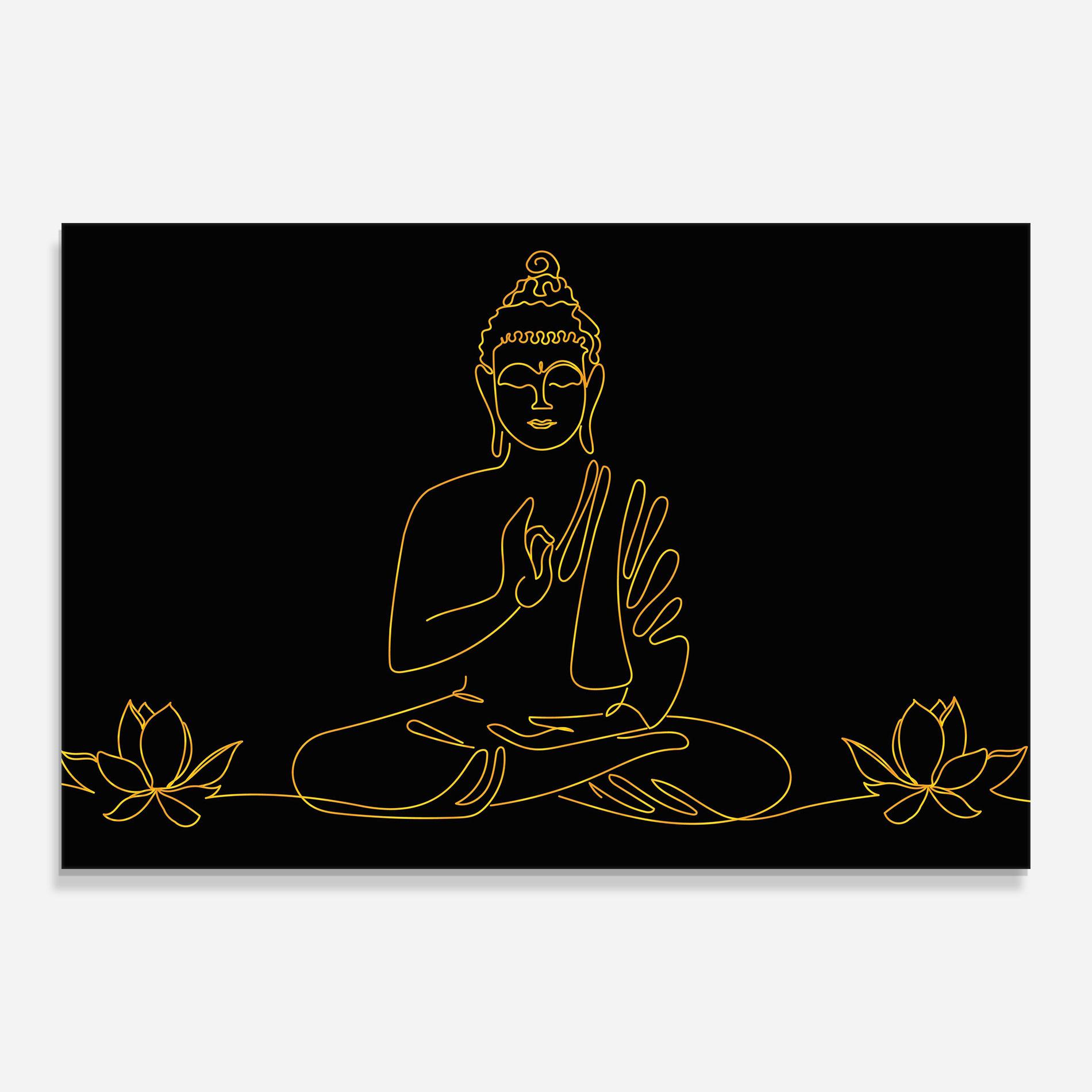 Üvegkép Buddha Gold Line mockup 0