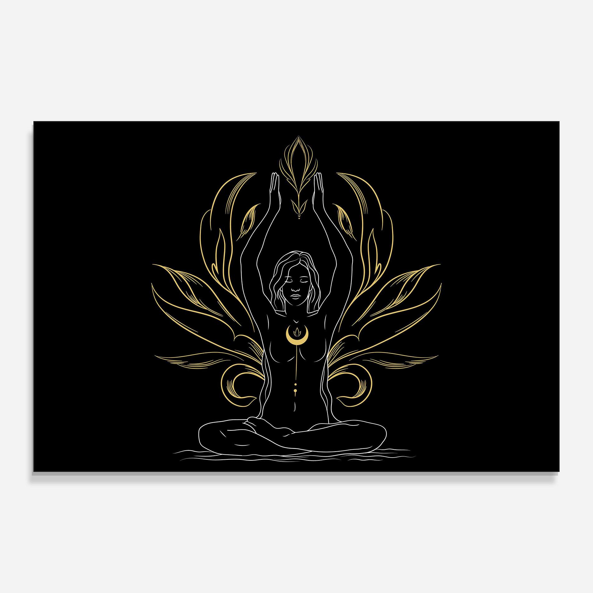 Üvegkép Gold Yoga Pose mockup 0