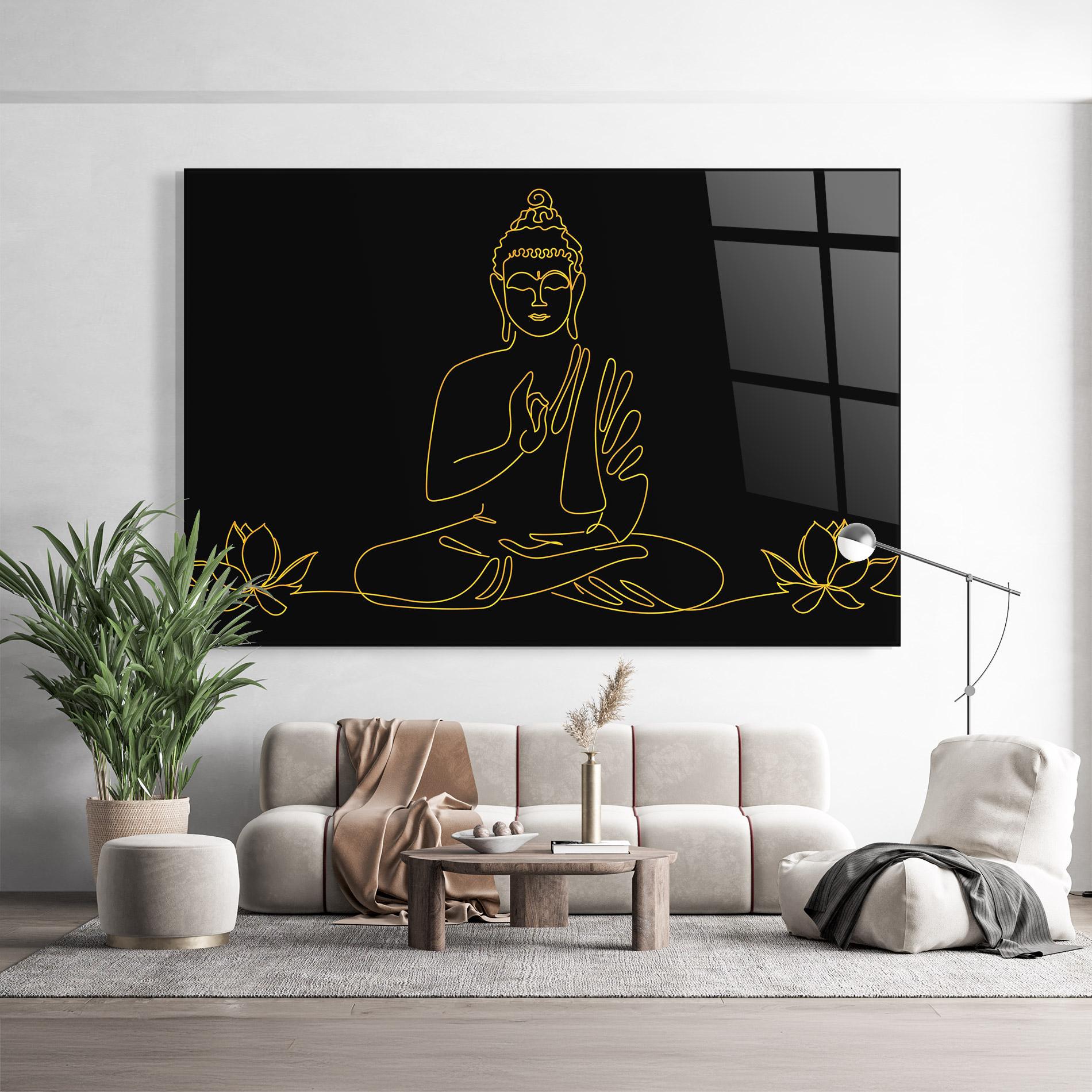 Üvegkép Buddha Gold Line mockup 9