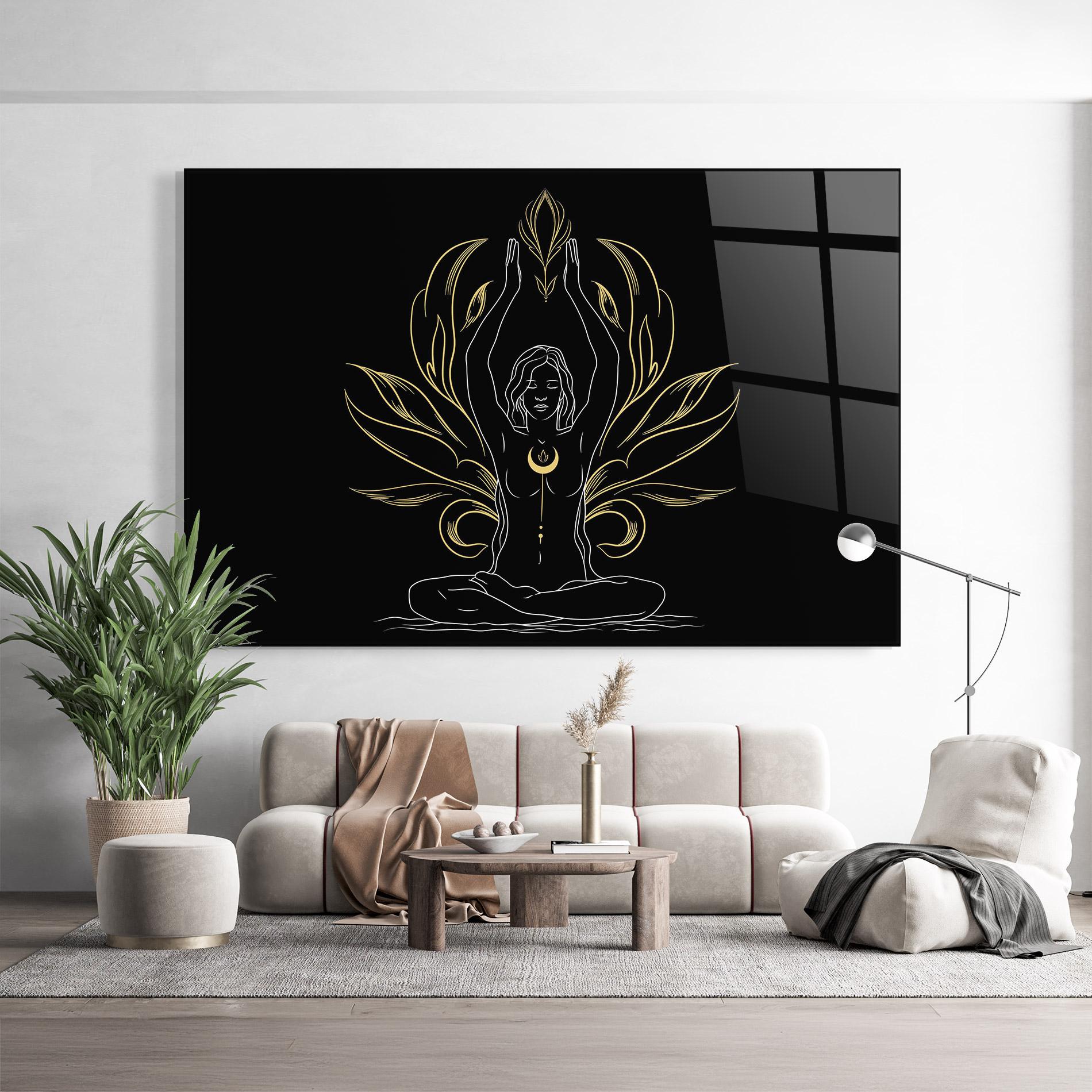 Üvegkép Gold Yoga Pose mockup 9