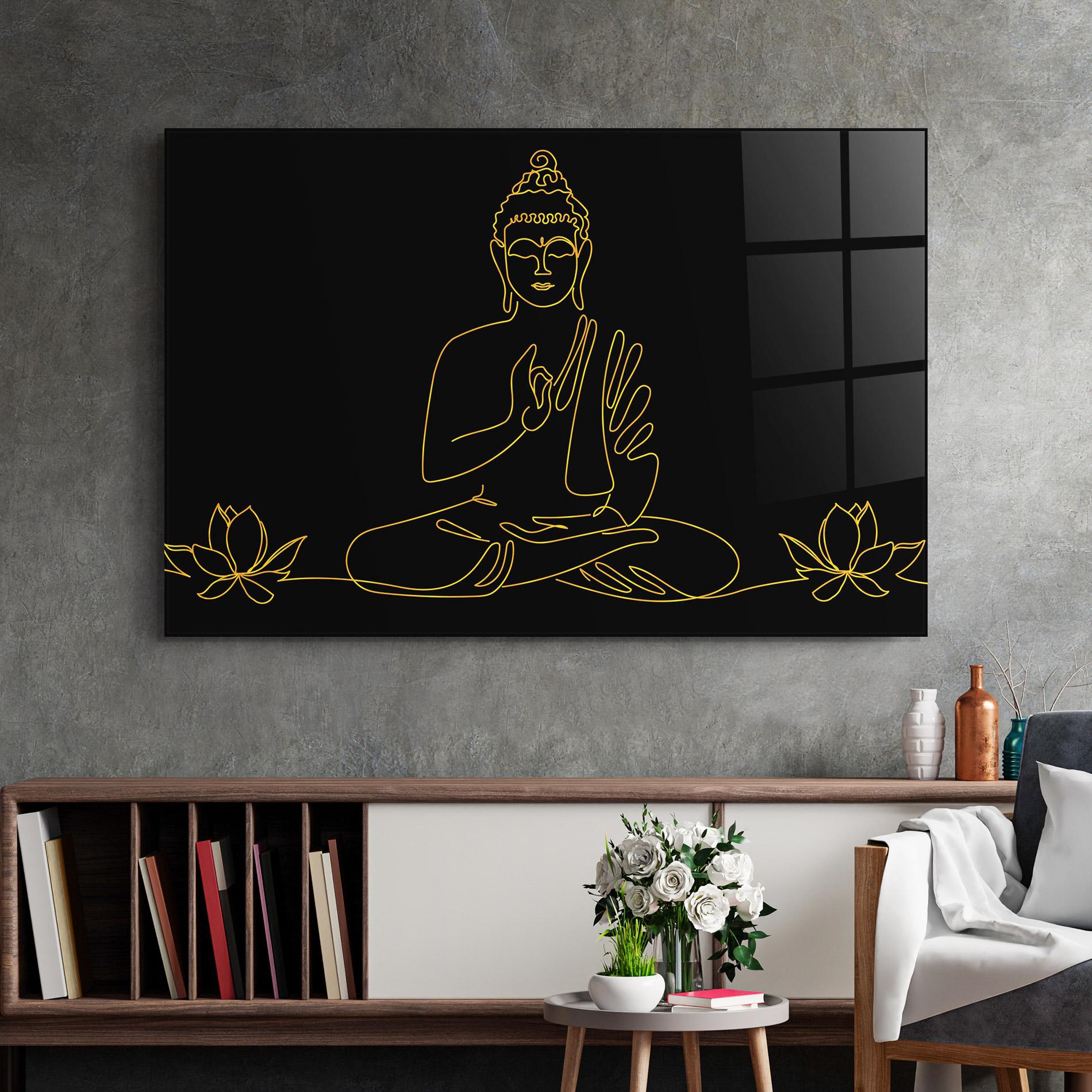 Üvegkép Buddha Gold Line mockup 2