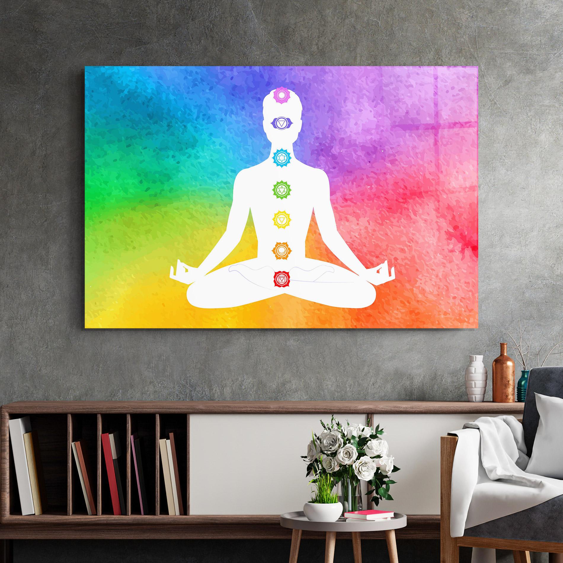 Üvegkép Colorful Yoga Pose mockup 2