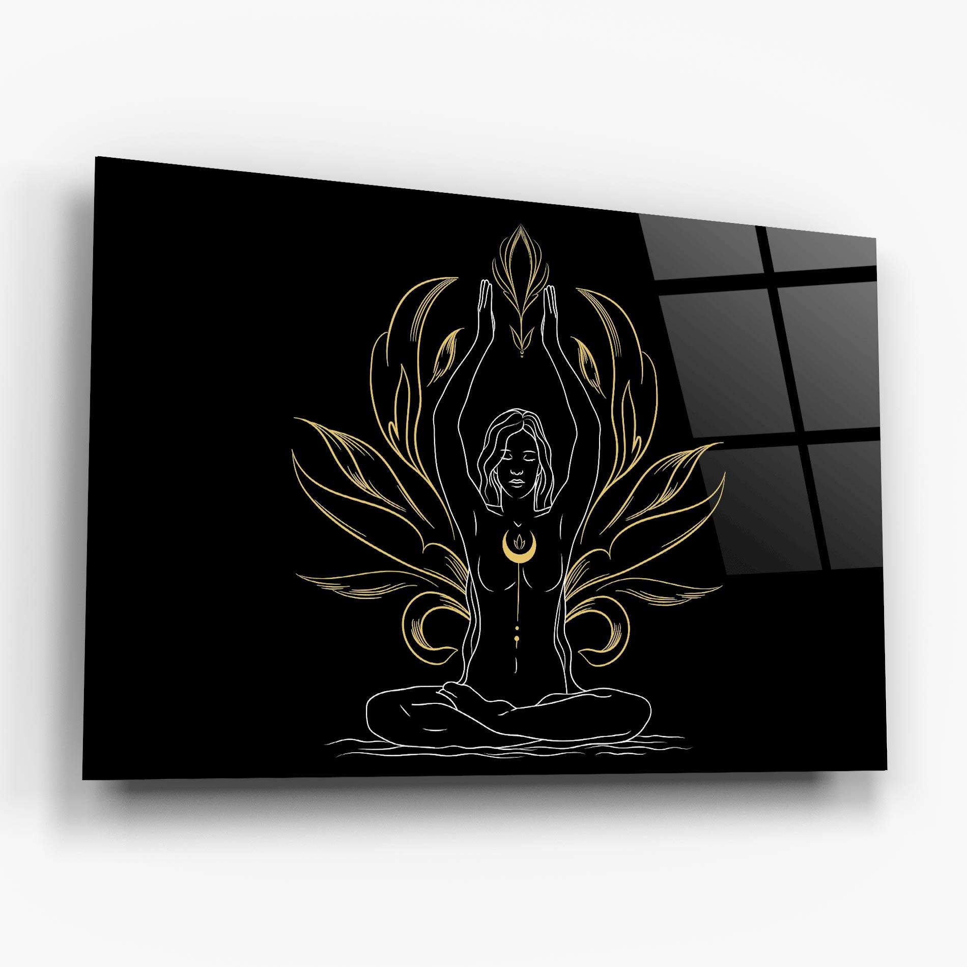 Üvegkép Gold Yoga Pose mockup 6