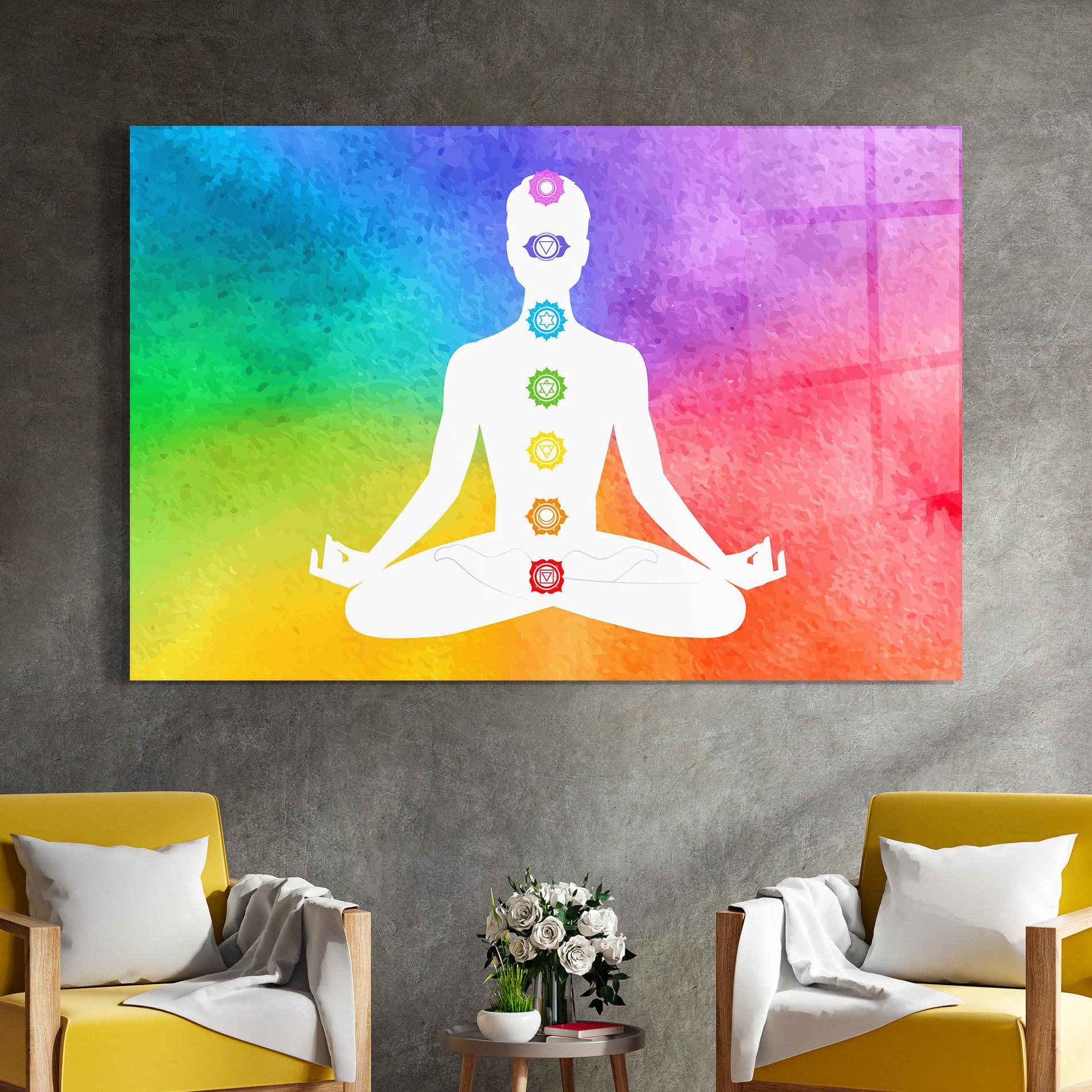 Üvegkép Colorful Yoga Pose mockup 4