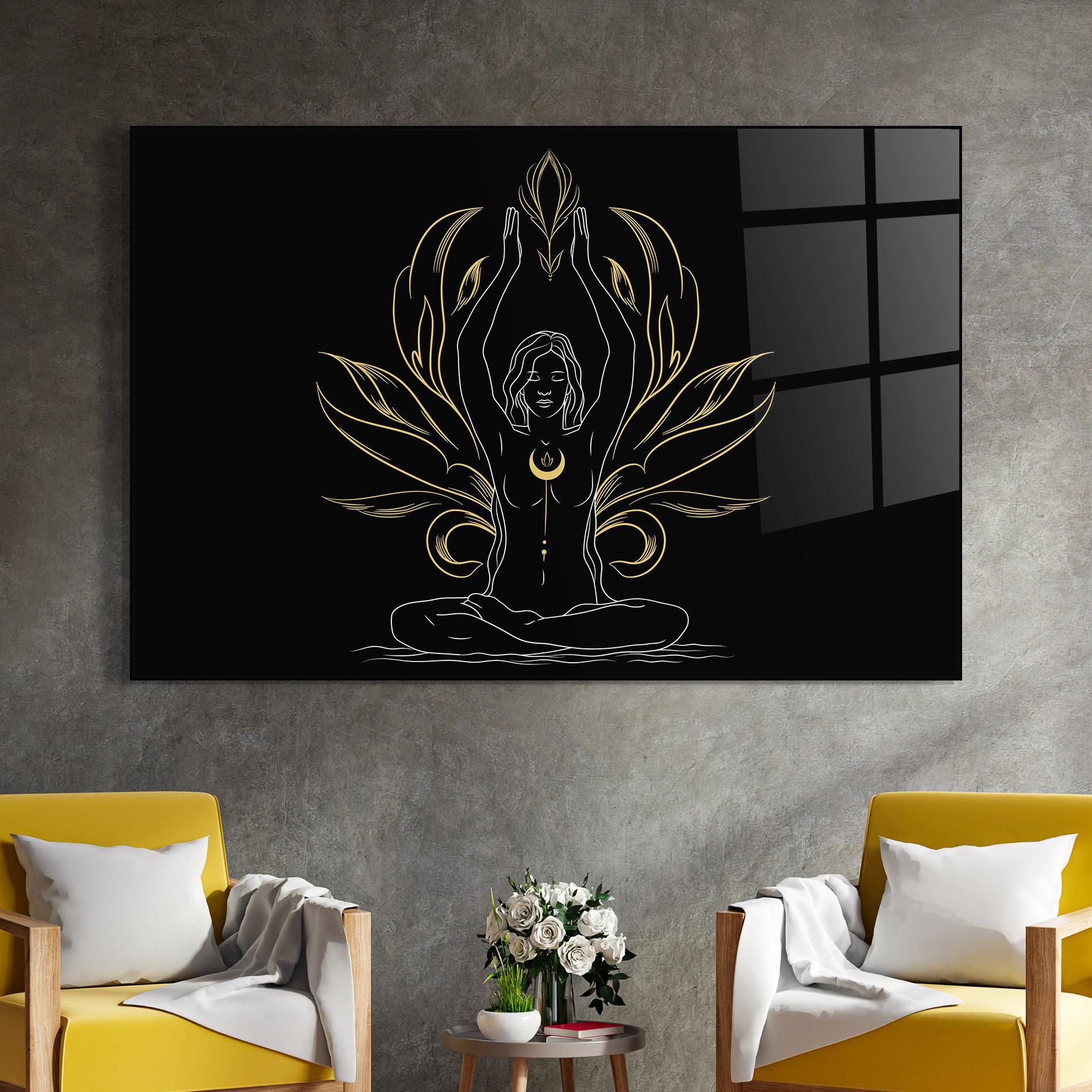 Üvegkép Gold Yoga Pose mockup 4