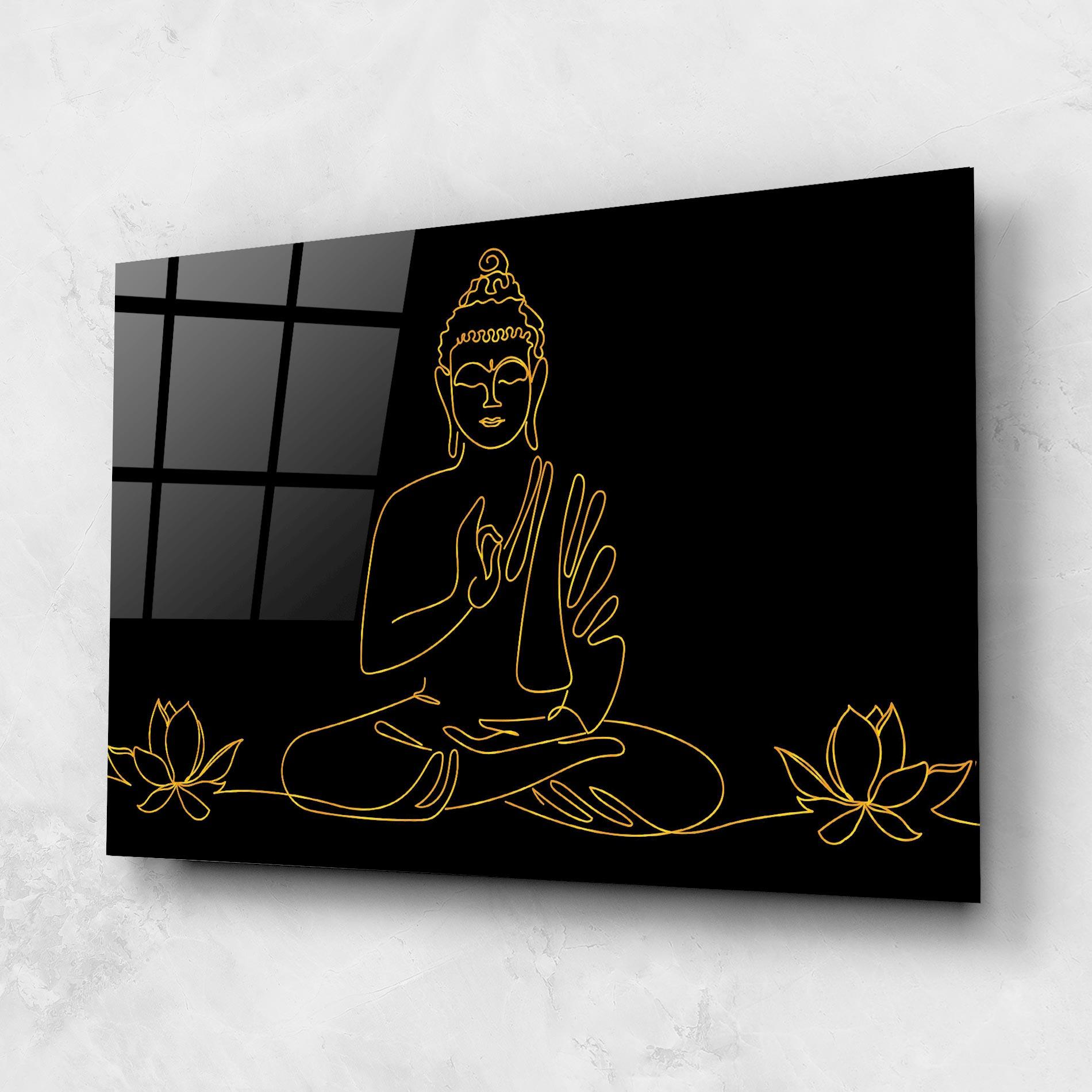 Üvegkép Buddha Gold Line mockup 1
