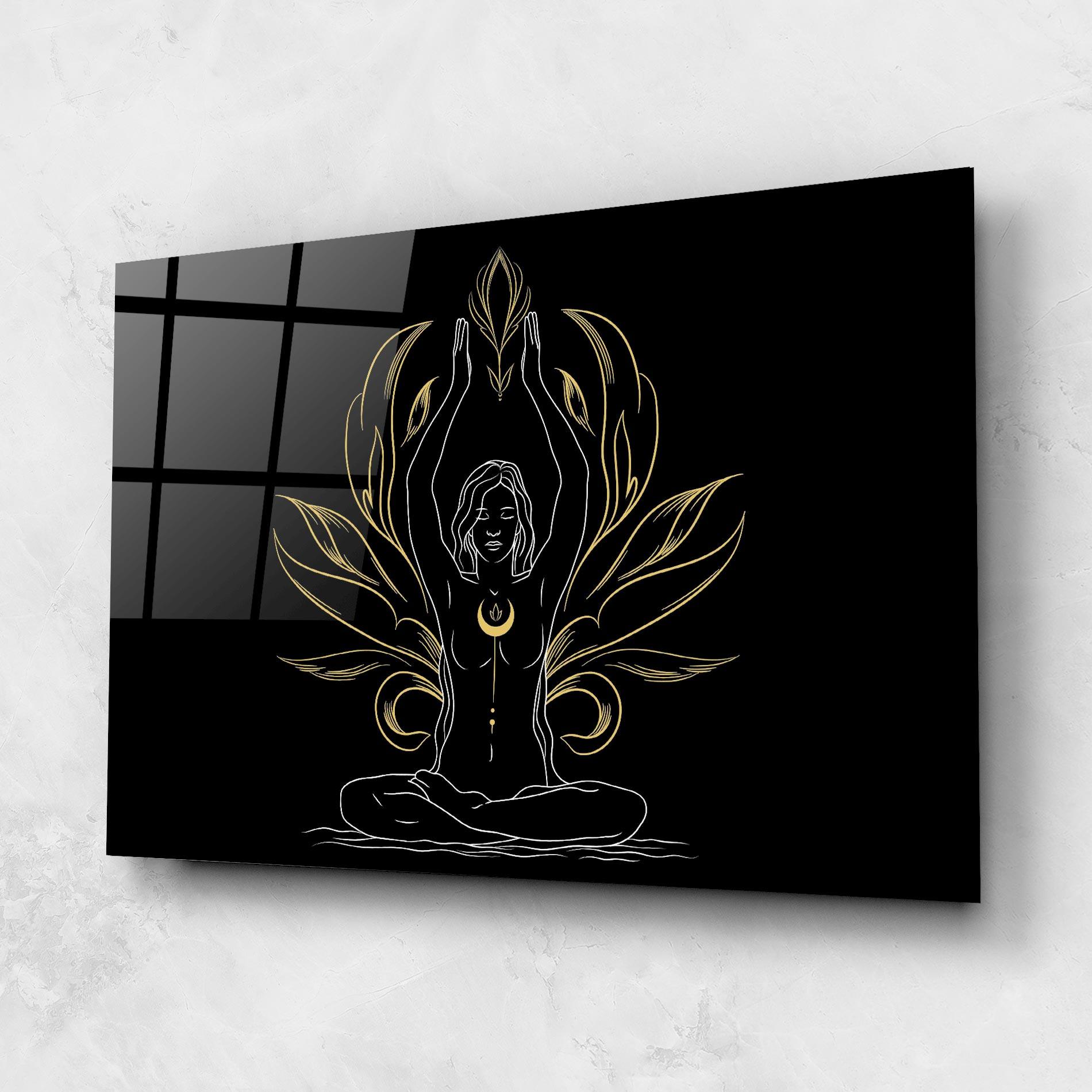 Üvegkép Gold Yoga Pose mockup 1
