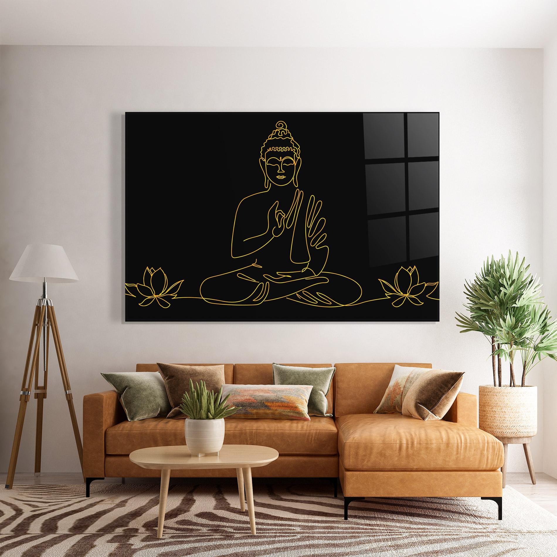 Üvegkép Buddha Gold Line mockup 7