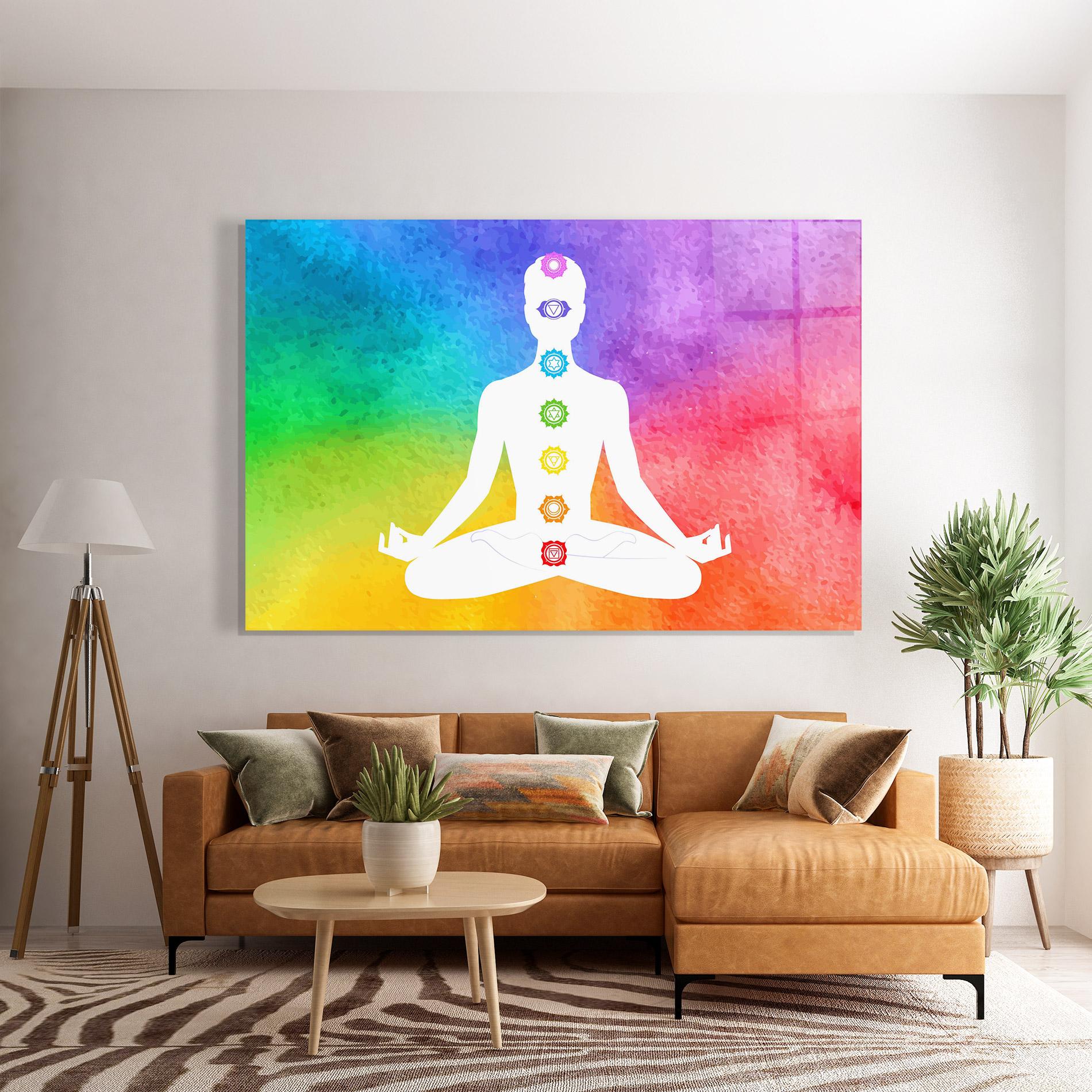 Üvegkép Colorful Yoga Pose mockup 7