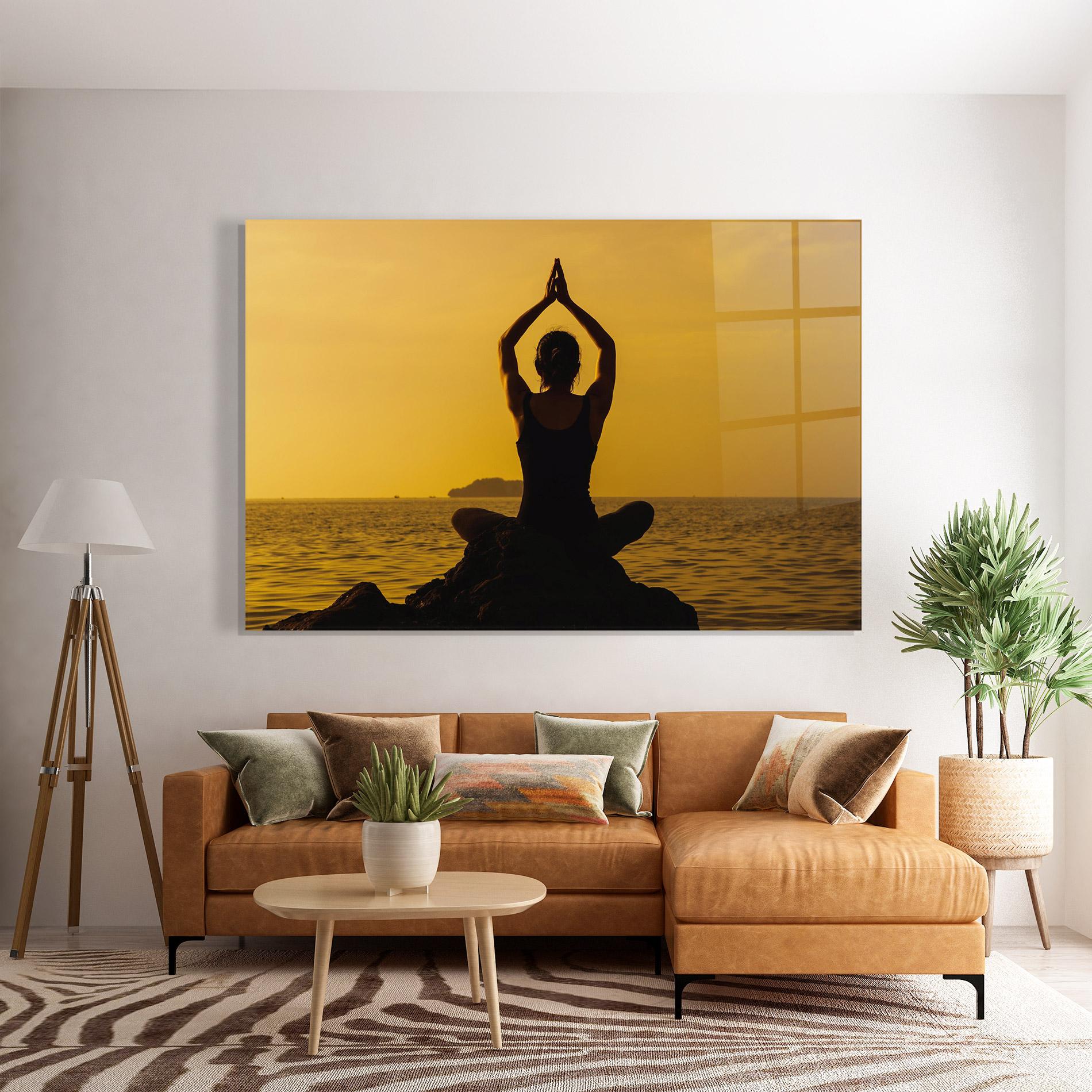 Üvegkép Meditation On Sunset mockup 7