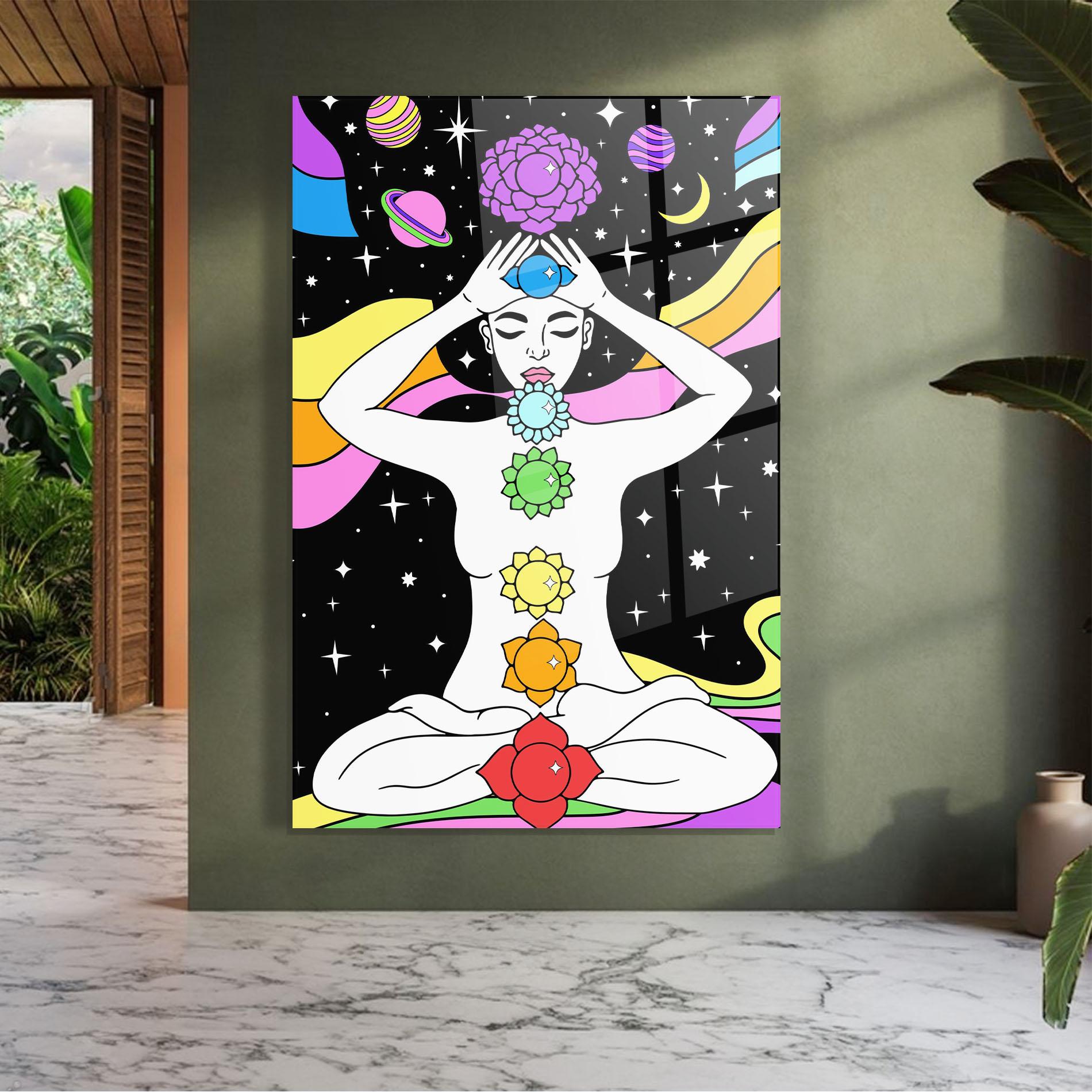 Üvegkép Chakras Meditation mockup 7