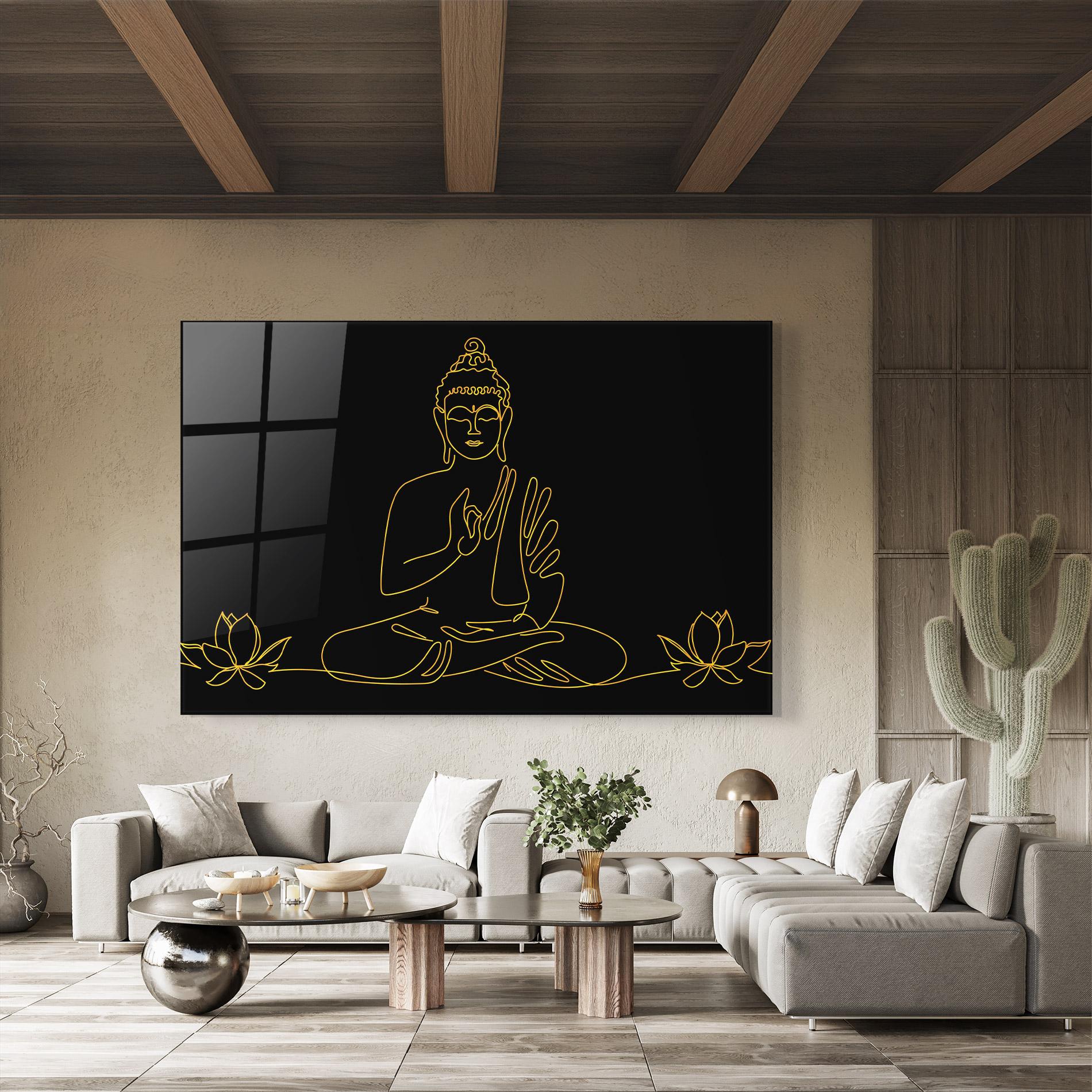 Üvegkép Buddha Gold Line mockup 8